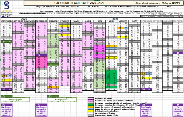 Calendrier scolaire 2025 sorbonne 4